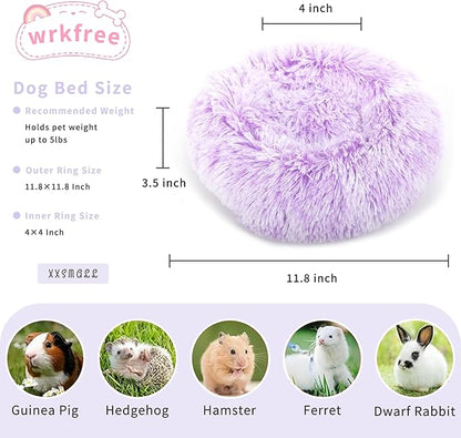 Bunny Bed Rabbit Hideout Large Soft & Comfortable Small Animal Bedding Cozy Bed Mat Warm Hideaway Cage Accessories for Guinea Pig White and Purple