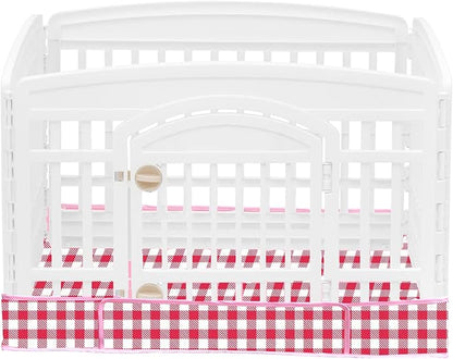 Dog Playpen Bottom Pad Fits for 36 Inch 4 Panels Exercise Pet Playpen, Dog Crate Pad Puppy, Hoop and Loop Design (Note: Playpen Not Included). (RedCheck)