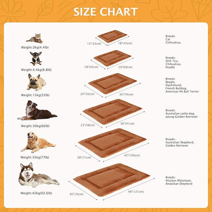 Reversible Dog Bed Mat with Plush and Corn Velvet,Soft Warm Pet Cushion, Dual Purpose Washable Sleeping Mattress Bed for Small Medium Large Dog and Cat XB004 (42"x28", Orange)