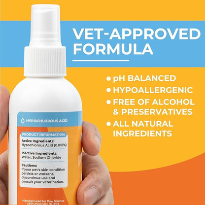 Skin & Wound Care Spray for Dogs & Cats – Lick-Safe Antiseptic Healing Aid, Itch Relief & Skin Repair Treatment for Hot Spots, Rashes, Cuts, Burns, & Irritation