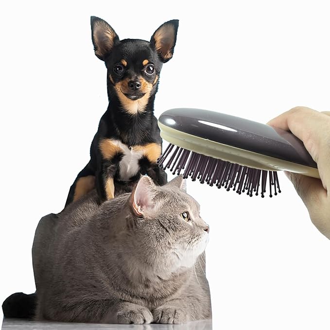 Cat Dog Grooming Brush, Air Cushion Massage Comb Hair Removal Comb for Short and Long Haired Pets Massage Tool Reduces Shedding Brush, Wine red