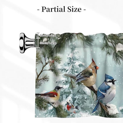 Worltoldb Winter Cardinal Bird Curtain Valance Short Rod Pocket Window Treatment for Living Room Bedroom Kitchen Bathroom 1 Panel 54" W x 18" L