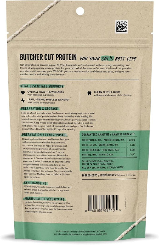 Vital Essentials Freeze Dried Raw Single Ingredient Cat Treats, Minnows, 1 oz (Pack of 3)