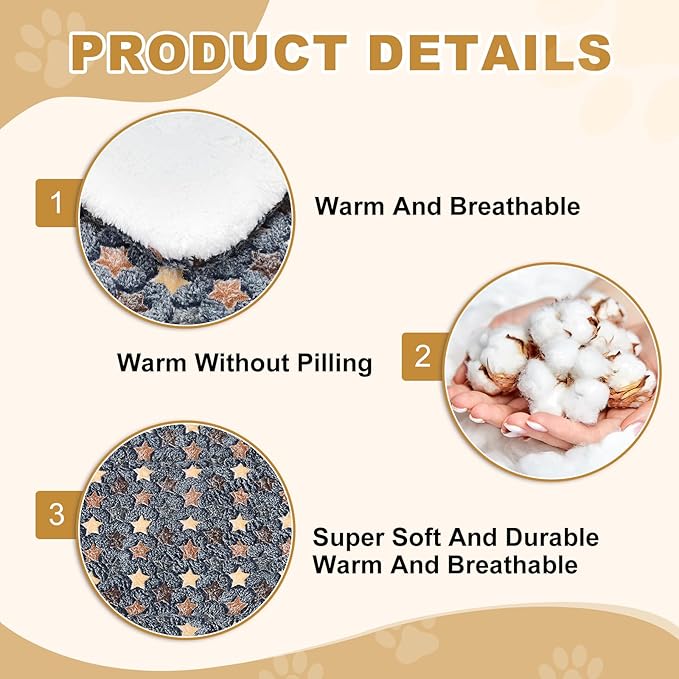 Dog Cat Bed Mat, Soft Coral Fleece Pet Cushion Pad with Cute Star Print, Warm Washable Pet Bed 21x14 Inches, (Dark Gray), Intended for Medium Small Dog Cat