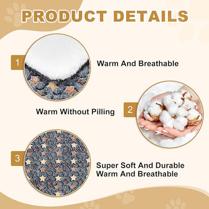 Dog Cat Bed Mat, Soft Coral Fleece Pet Cushion Pad with Cute Star Print, Warm Washable Pet Bed 21x14 Inches, (Dark Gray), Intended for Medium Small Dog Cat