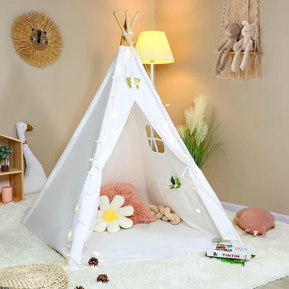 Kids Teepee Tent Indoor with Star Lights, Gift for Boys & Girls, Toys for Toddler, Kids Playhouse for Indoor Decor Party Games