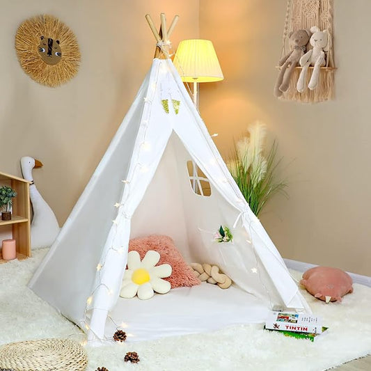 Kids Teepee Tent Indoor with Star Lights, Gift for Boys & Girls, Toys for Toddler, Kids Playhouse for Indoor Decor Party Games