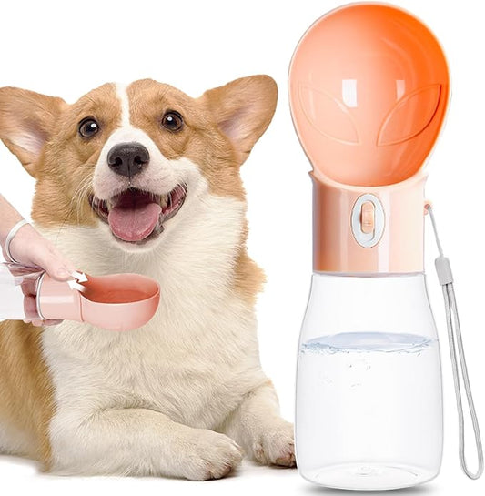 Dog Water Bottle, Widen Sink Portable Dogs Water Dispenser 17oz, Leak Proof, Outdoor Drink Bottles Cat, Puppy, Pet, Essential Items for Travel, Walking, Hiking, Dog Accessorie (Orange, 17oz)