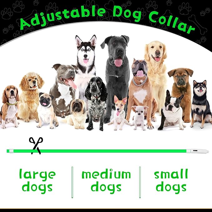 Weewooday 3 Pcs Dog Collar USB Rechargeable LED Light up Dog Collar Flash Waterproof Pet Necklace Pet Lights for Night Walking Adjustable Safety Necklace for Large Medium Small Puppy(Green)