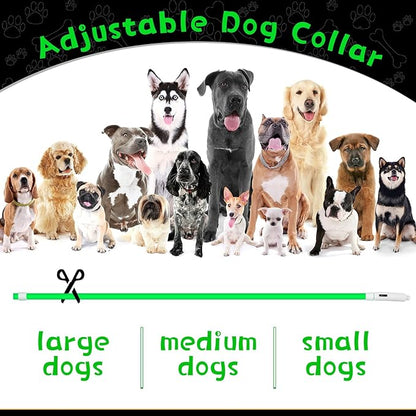 Weewooday 3 Pcs Dog Collar USB Rechargeable LED Light up Dog Collar Flash Waterproof Pet Necklace Pet Lights for Night Walking Adjustable Safety Necklace for Large Medium Small Puppy(Green)