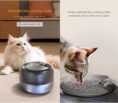 2.5-L Translucent Fountain Water Bowl Drinking Dispenser Pet Waterer for Cats Dogs