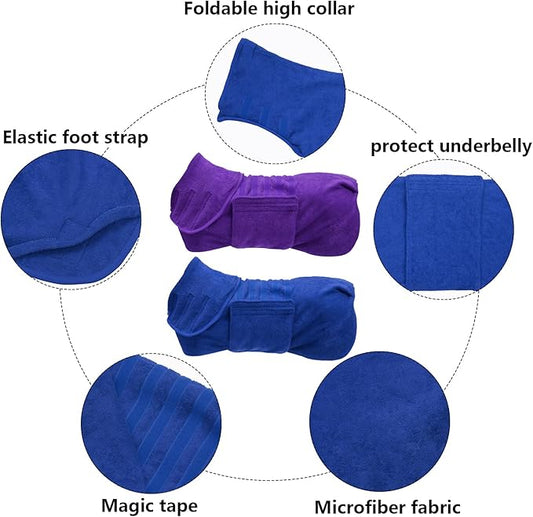Geyecete 2 Pack Dog Drying Coat Dry Fast Dog Bag Dog Bathrobe Towel,Microfibre Fast Drying Super Absorbent Pet Dog Cat Bath Robe Towel Blue/Purple-3XL