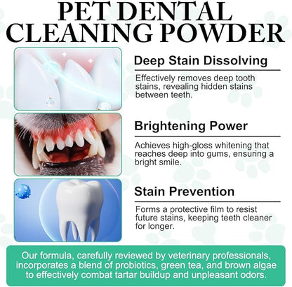 ARMOYA Dog Dental Powder - Teeth Cleaning Powder for Dogs - Dog Dental Care - Plaque & Bad Breath Off P-owder D-og - D-ental Care Supplies for Small - Medium - Large Do-gs