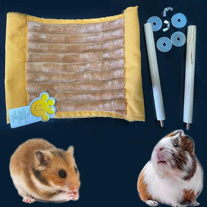Warm Hamster Hammock House Mouse Rat Hanging Swing Bed Guinea Pig Cage Bedding Small Pet Animal Double Layer Cage Tent Hut Nest for Winter Mouse Rat Hamster Play Sleep