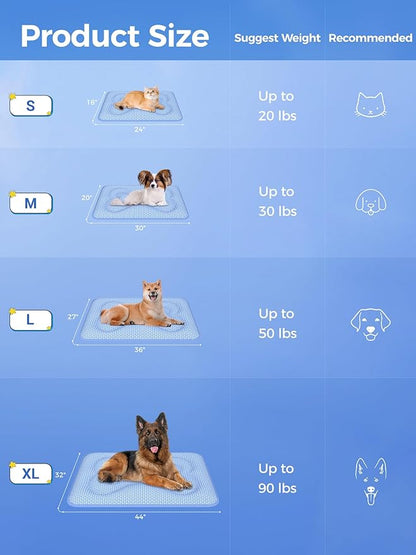Rywell Dog Cooling Mat, 44”x32” Super Thick & Reversible Cooling Mat for Dogs, Arc-Chill 3.0 & PCM for Long-Lasting Cool and Color-Changing (Q-Max > 0.5), All-Season Use & Portable for Travel