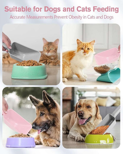 2 Cup Dog Food Scoop(2 Pack), Plastic Pet Food Scoop with Measuring Lines for Accurate Pet Food Portions,Dishwasher Safe (Grey and Pink)