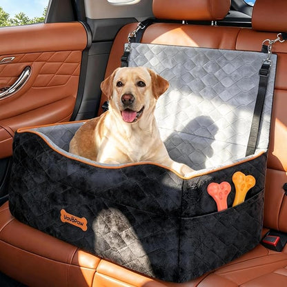 Dog Car Seat for Medium Dog, Dogs Booster Seat Under 50Lbs or 2 Small Dogs Washable, Pet Car Seats with 2 Safety Leashes, Pets Sofa Bed Cushion Add Thick Sponge, Pet Cars Carrier for Travel