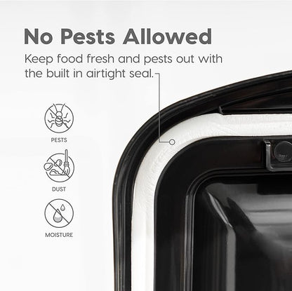 IRIS USA Dog Food Storage Container 50 lbs, with Removable Rolling Wheels, for Dog Cat Bird and Other Pets, Food Storage Bin, Keep Fresh, Made in USA, Pearl/Black