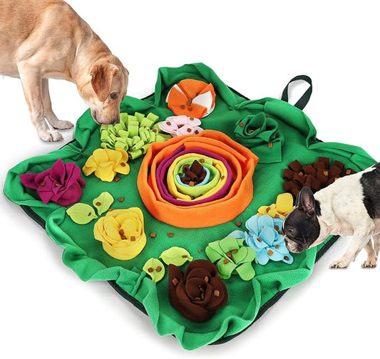 Vextronic Snuffle Mat for Dogs Large Breed Small Medium, 25''x25'' Dog Sniffing Mat, Interactive Puzzle Foraging Mat for Dogs, Dog Slow Feeder Mat, Encourages Natural Foraging Skills for Cats Rabbits