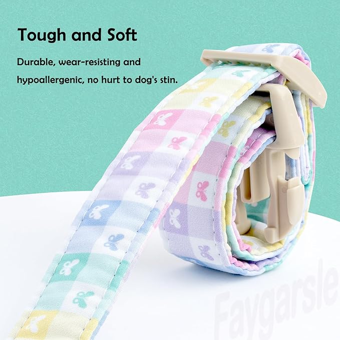 Faygarsle Pastel Butterfly Print Dog Collar, Adjustable with Quick-Release Buckle, Lightweight Summer Design for Small Medium Large Dogs Colorful M