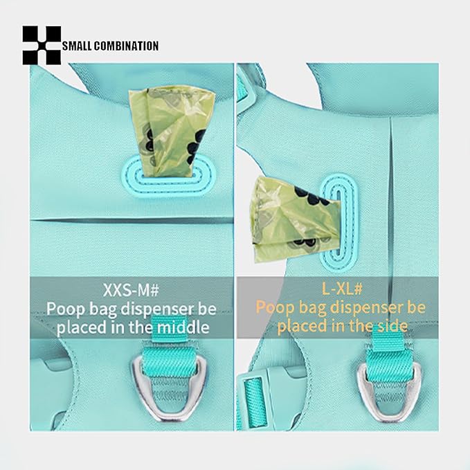 Cordura Durable Dog Harness, Reflective No-Pull Pet Vest Harness for Small Medium Dogs, Adjustable Lightweight Breathable Dog Harness for Walking Hiking Outdoor (Aqua Green, L)