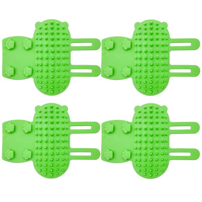 4 Pcs Cat Self Groomer Brush - Adjustable Silicone Pet Grooming & Massage Tool Face Itch Relief Scratching Hair Scrubber Table Leg Dual Strap Design for Cats & Dogs (Green)