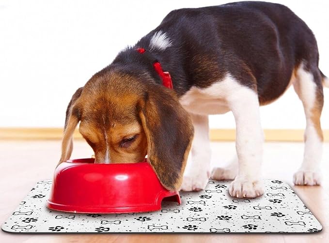 Dog Food Mats,Cat Absorbent Water Bowl Feeding Mats Pet Placemats for Food and Water Spot 12 * 20 inch