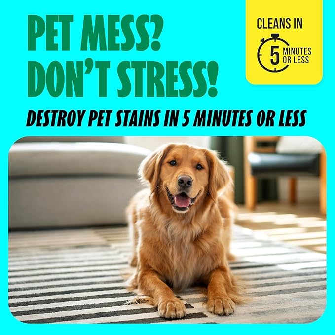 Shout Pet Stain Remover Spray, Color-Safe Multisurface & Carpet Cleaner Solution for Dog & Cat Urine, Feces, Vomit & Mud, Fights Odors & Remarking, Fast-Acting Cleans in 5 Minutes or Less, 22oz
