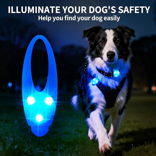 LaRoo LED Dog Collar Light - Waterproof Clip-On 3 Modes, High Visibility for Night Walking/Camping, Pet Safety Light for Small/Medium/Large Dogs (Blue)