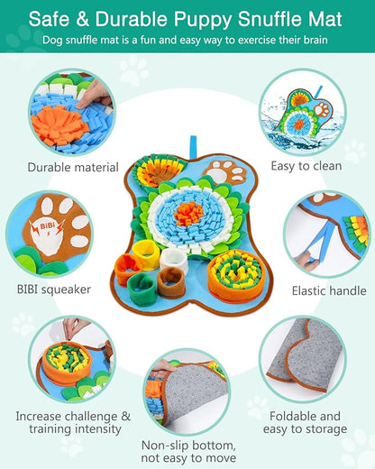 ORIA Snuffle Mat for Dogs, 25x17'' Interactive Slow Feeder Mat with Mental Stimulation for Boredom, Anxiety Relief, Dog Puzzle Toy & Treats Hunting Game for Small Medium Dogs