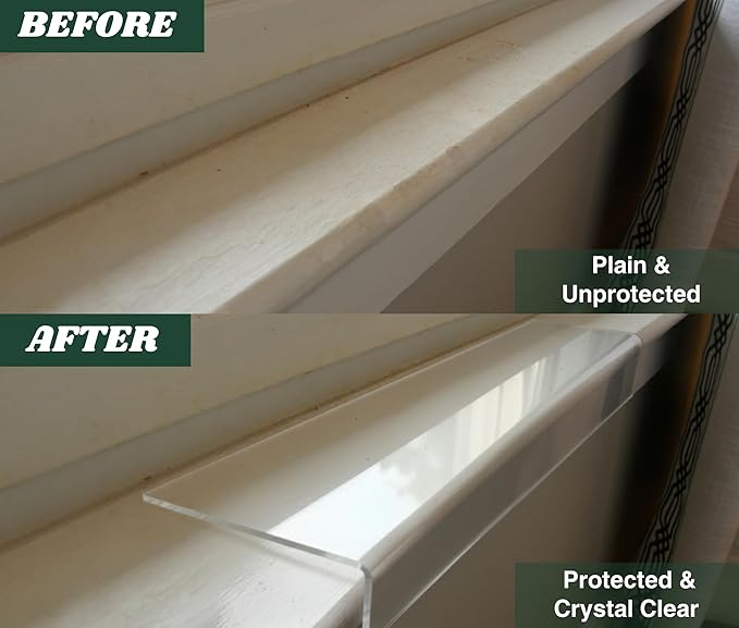 CLAWGUARD Plexiglass Window Sill Protector – Thick Crystal Clear Window Sill Cover & Extender – Window Ledge Protector for Dogs & Cats (29.5in. x 5.25in.)