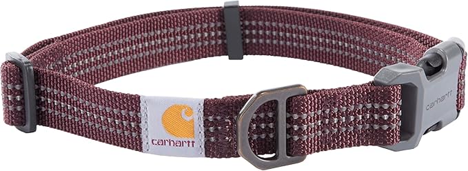 Carhartt Nylon Webbing Dog Collar, Fully Adjustable W/Durable Side Release Buckle, Deep Wine, Medium