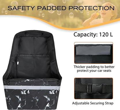 LARIPOP Car Seat Travel Bag for Airplane Gate Check Approved, Padded Backpack with Adjustable Straps, Reflective Strips & Protective Feet for Infant Convertible Booster Seats, Black M