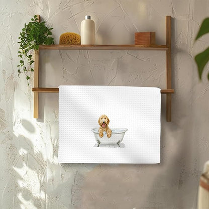 Funny Goldendoodle Dog Hand Towels Set of 2, Gifts for Golden Doodle Dog Owners Lovers, Goldendoodle Decor for Bathroom, Pet Lovers Gifts Toilet Hand Towels for Bathroom Washroom, 16x24In