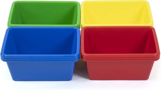 Humble Crew Toy Storage Bins for Kids, Set of 12, Primary Colors, Small - Sturdy, Colorful Plastic Storage Bins for Classroom, Playroom, Nursery, and More - Premium Toddlers Toy Organizer Bins