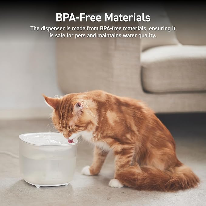 ELECOM Silent Pet Water Fountain for Cats and Dogs, 9dB Ultra Quiet Operation, 2L Capacity, Easy to Disassemble & Clean, 3-Layer Filtration, Wireless Pump, LED Light Modes (Black)