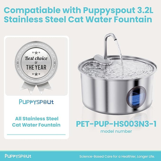Cat Water Fountain Stainless Steel - 108oz/3.2L Automatic Cat Water Fountain for Drinking with 3 Pcs Filters, Metal Pet Water Fountain Water Dispenser for Cats, Puppy Dogs, Multiple Pets