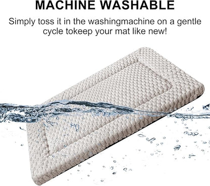 Dog Bed Mat,Reversible & Ultra Soft Kennel Pad-Machine Washable Pet Bed for Dogs & Cats-All-Weather Crate Liner for Crates,Carriers & Travel (Light Gray, 18" L x 14" W x 1.5" Th)