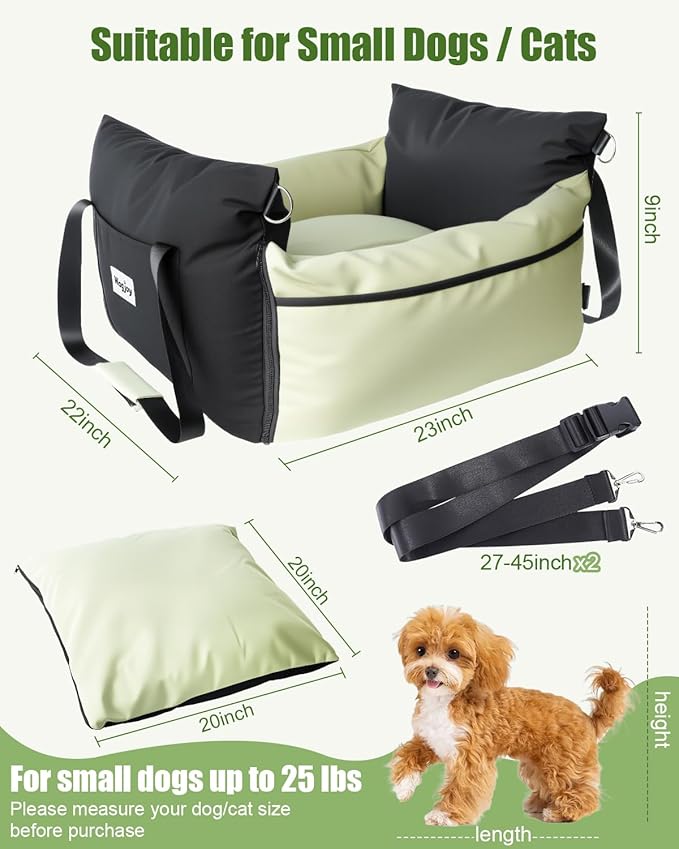 Dog Carseat for Small Dogs – Harness-Compatible Pet Travel Accessory, Portable Travel Bed & Pet Car Carrier Bag, Easy Install, Washable Dog Booster Seat for Small Dogs