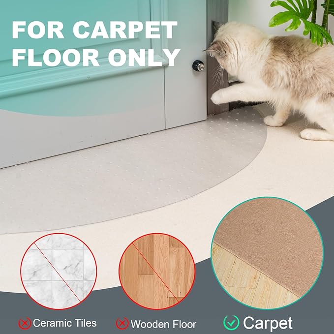 Uross Semi-Circular Carpet Protector for Pets 2PCS, Plastic Cat Carpet Protector for Doorway, Cat Scratch Protector Mat, Cat Ripping Up Carpet Under Door Scratch Stopper