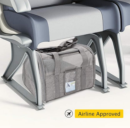 Refrze Cat Carrier,Dog Carriers for Small Dogs Medium Cats Pet Carrier up to 15 Lbs, TSA Airline Approved Cat Carrier Soft, Cat Dog Crate Travel Bag,Grey