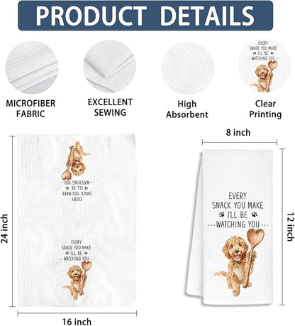Funny Goldendoodle Kitchen Bathroom Towels,Goldendoodle Gifts for Women Dish Tea Towels, Mom Gifts Decorative Hand Towels for Kitchen for Home Shelf Counter,16x24 Set of 2