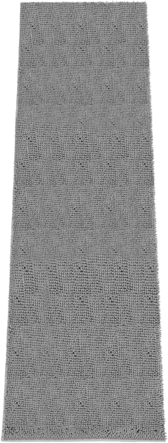 Absorbent Dog Door Mat for Muddy Paws, 120" x 36" Chenille Indoor Mats for Entryway, Trap Dirt Front Door Mat Indoor Entrance Washable Non Slip Soft Light Grey
