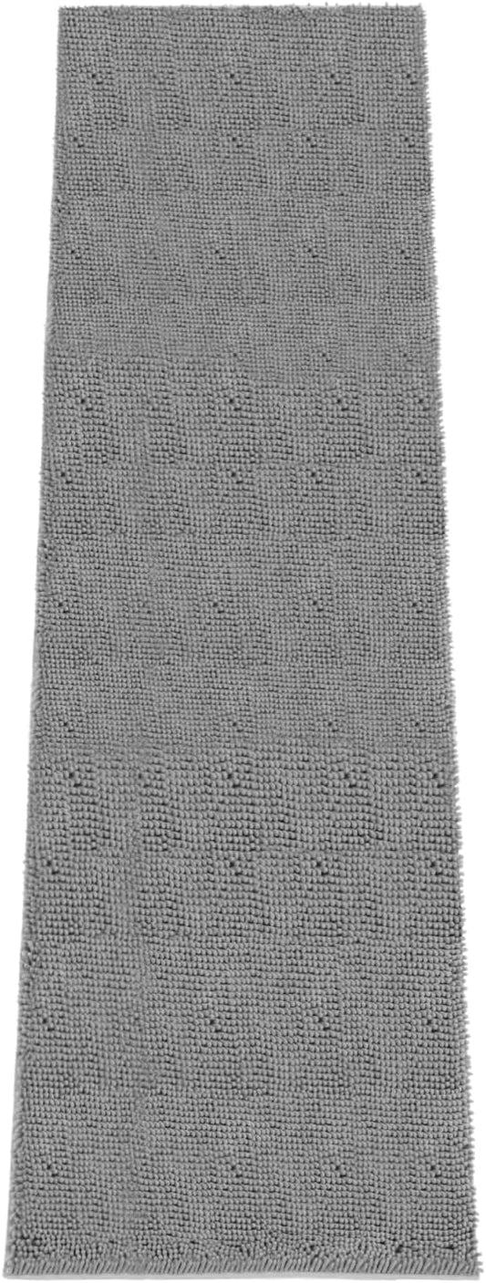 Absorbent Dog Door Mat for Muddy Paws, 120" x 36" Chenille Indoor Mats for Entryway, Trap Dirt Front Door Mat Indoor Entrance Washable Non Slip Soft Light Grey