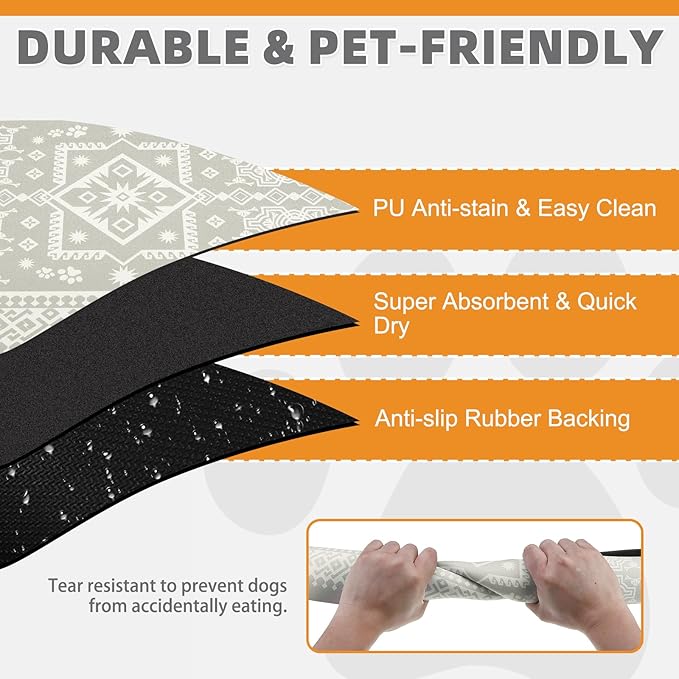 KOOLTAIL Dog Food Mat, Absorbent Pet Feeding Mat for Food and Water Bowls, Placement Pad for Floors with Waterproof Rubber Backing, Quick Dry Water Dispenser Mat for Dogs Puppy Cats, Large, 17"x28"