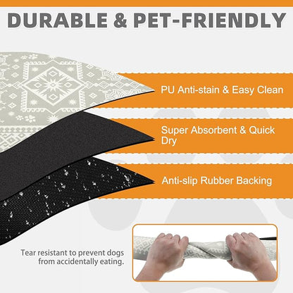 KOOLTAIL Dog Food Mat, Absorbent Pet Feeding Mat for Food and Water Bowls, Placement Pad for Floors with Waterproof Rubber Backing, Quick Dry Water Dispenser Mat for Dogs Puppy Cats, Medium, 16"x24"