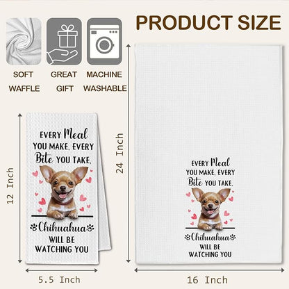 Chihuahua Gifts Kitchen Towels, Funny Dog Tea Dish Towels for Kitchen Decorative, Chihuahua Dog Lovers Gifts for Women, Every Meal You Make Every Bite You Take Hand Towel, 16x24 Inch