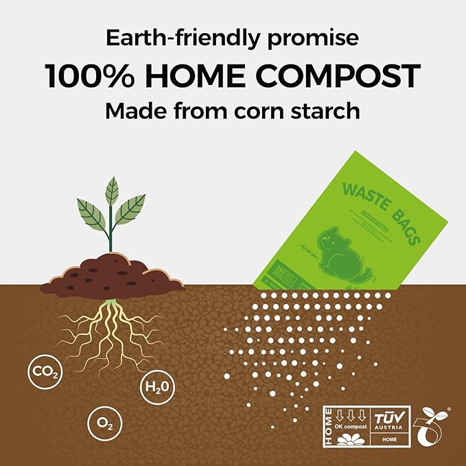 Compostable poop bags for dogs Extra 20% Thicker Biodegradable dog poop bags rolls Leak-proof,Lavender Scented Pet Waste Bags Made From Cornstarch(8 Rolls,120Bags)