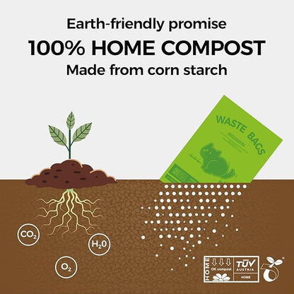 Compostable poop bags for dogs Extra 20% Thicker Biodegradable dog poop bags rolls Leak-proof,Lavender Scented Pet Waste Bags Made From Cornstarch(8 Rolls,120Bags)