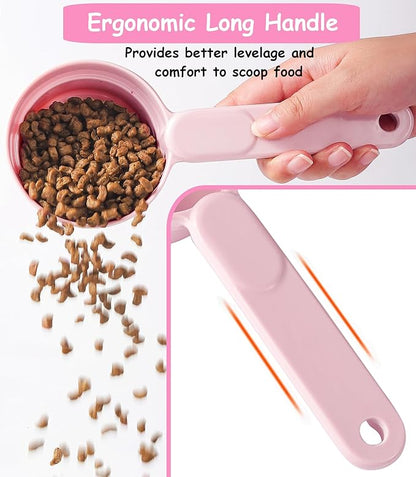 Dog Food Scoop 1 Cup 1/2 Cup - Melamine Dog Food Measuring Cup, Pet Food Scoop for Dog Cat...Comfortable Long Handle for Easy to Scoop Food